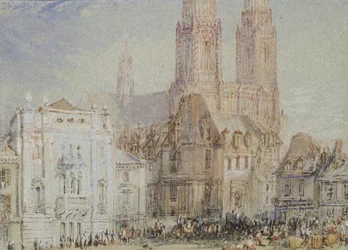 Orléans, c. 1830 (vesiväri ja vartaloväri kynällä ja punaisella, ruskealla ja mustalla musteella)